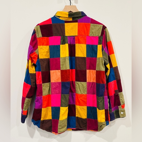 Lands'End Colorful Patchwork Button Down Shirt 100% Cotton - Picture 5 of 10